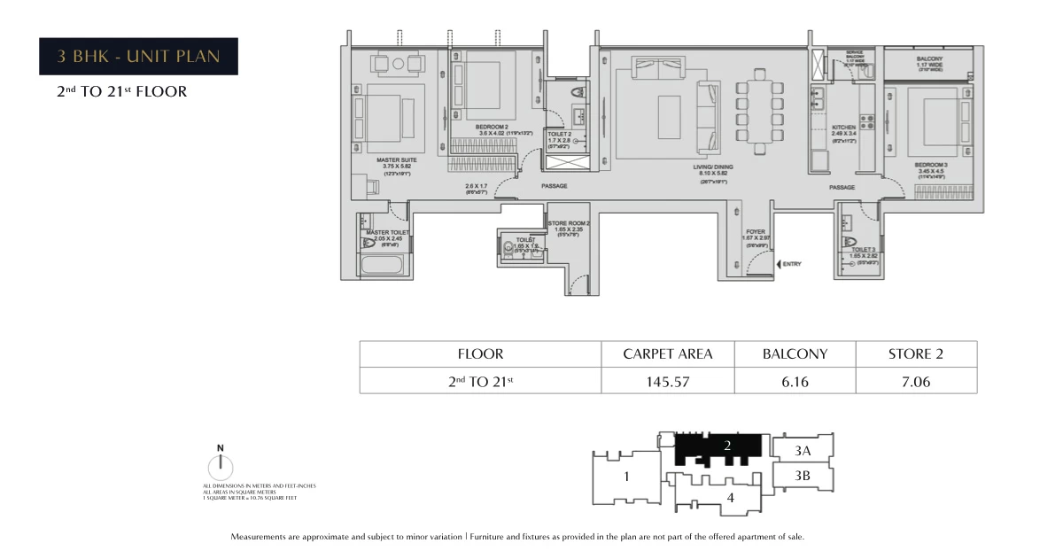 3BHK Unit Plan